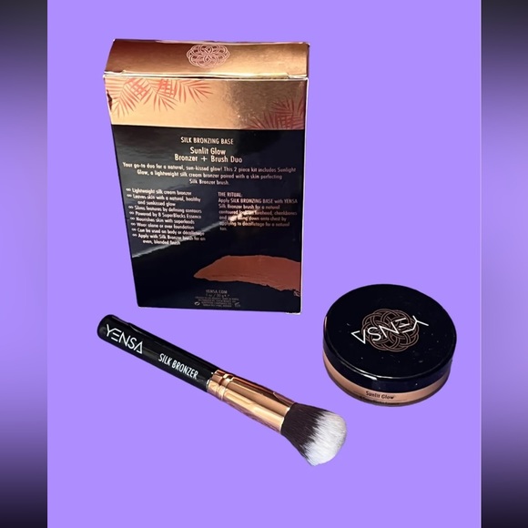YENSA Silk Bronzing Base SUNLIT GLOW Bronzer + Brush Duo NIB 1 oz